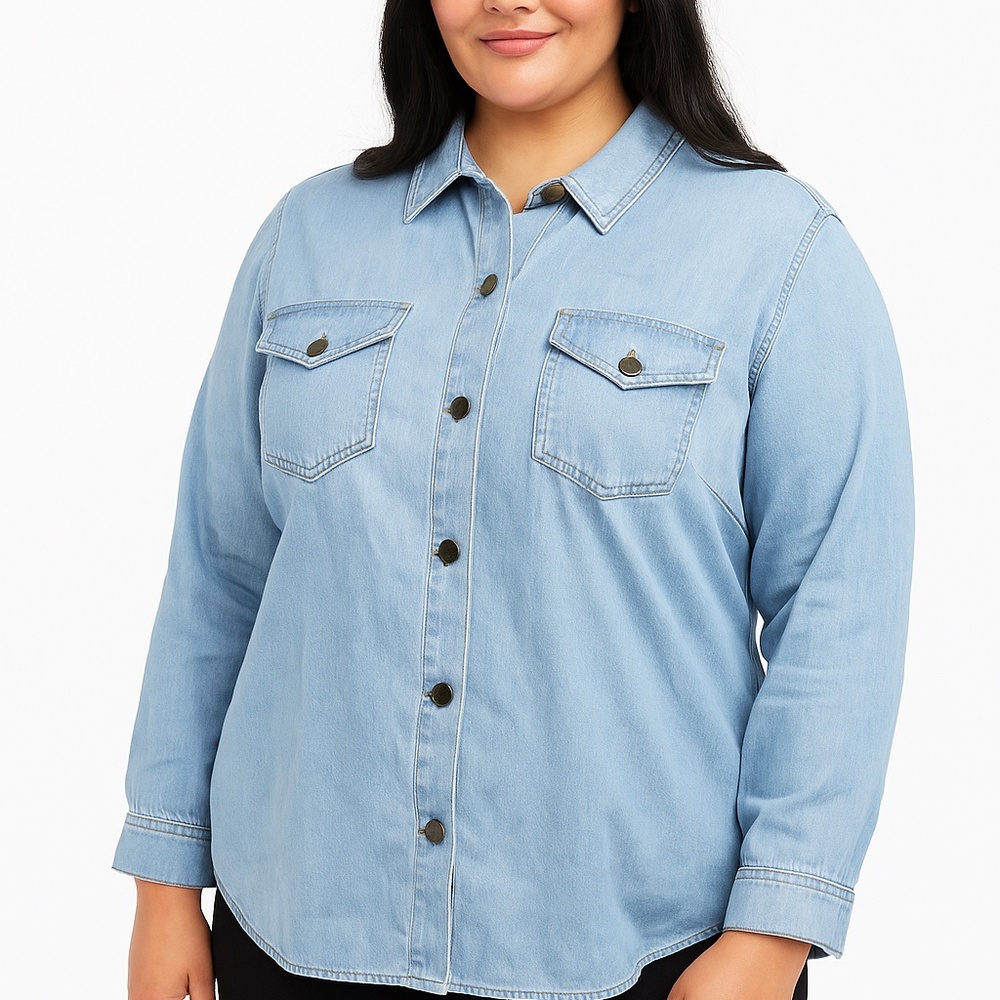 Lane Bryant Relaxed Collared Denim Button-down Shirt Size 14 NWT